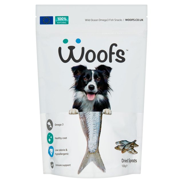 Woofs Whole Sprats Dog Treats - 100% Natural Sustainably Sourced Fish   100g GOODS M&S   