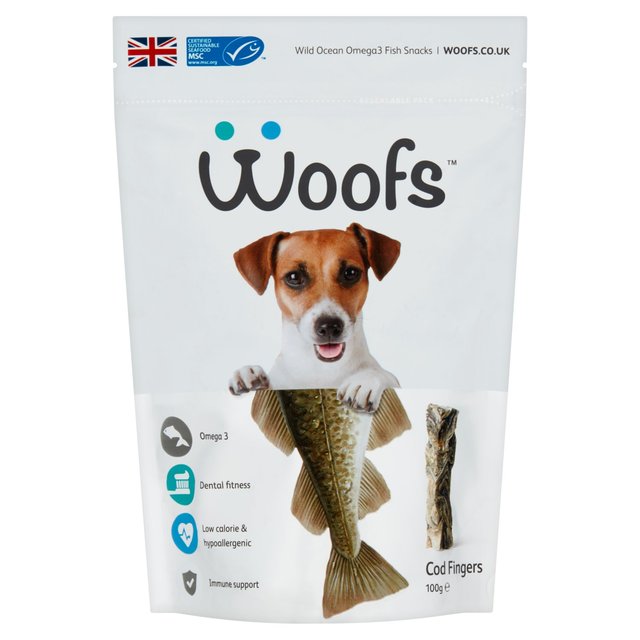 Woofs Cod Fingers Dog Treats - 100% Natural MSC Fish   90g GOODS M&S   