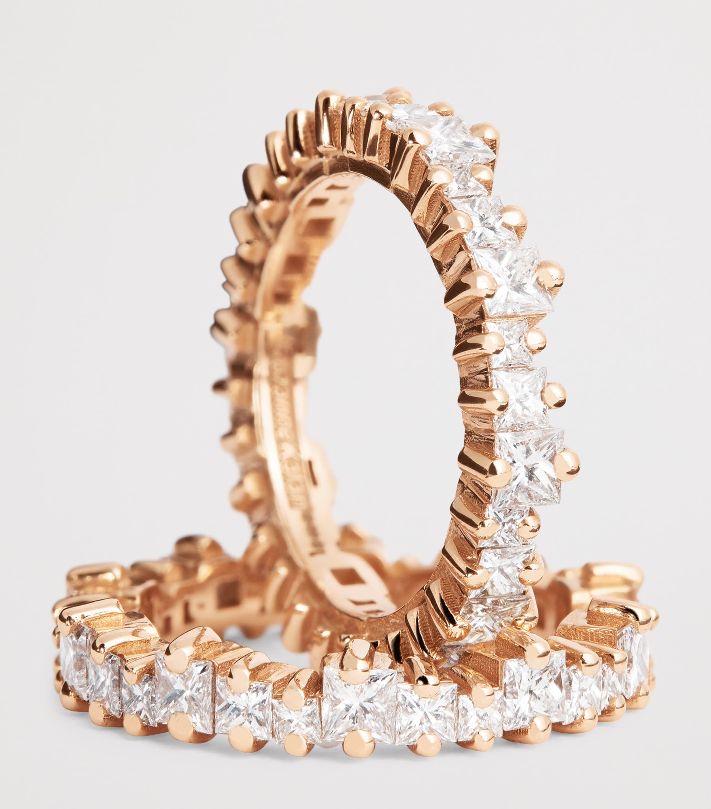 Suzanne Kalan rose gold and princess diamond tech ring jackets size 8.5 (British brand)