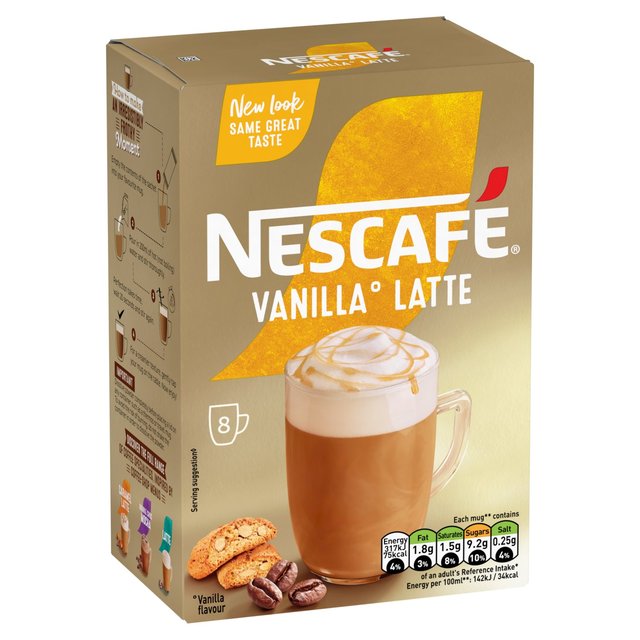 Nescafe Gold Vanilla Latte Instant Coffee 8 Sachets   8 per pack