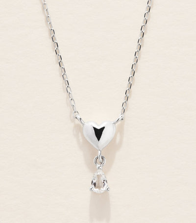 Harrods Astrid & Miyu White Gold and Topaz Heart Necklace- Buy online at McGrocer