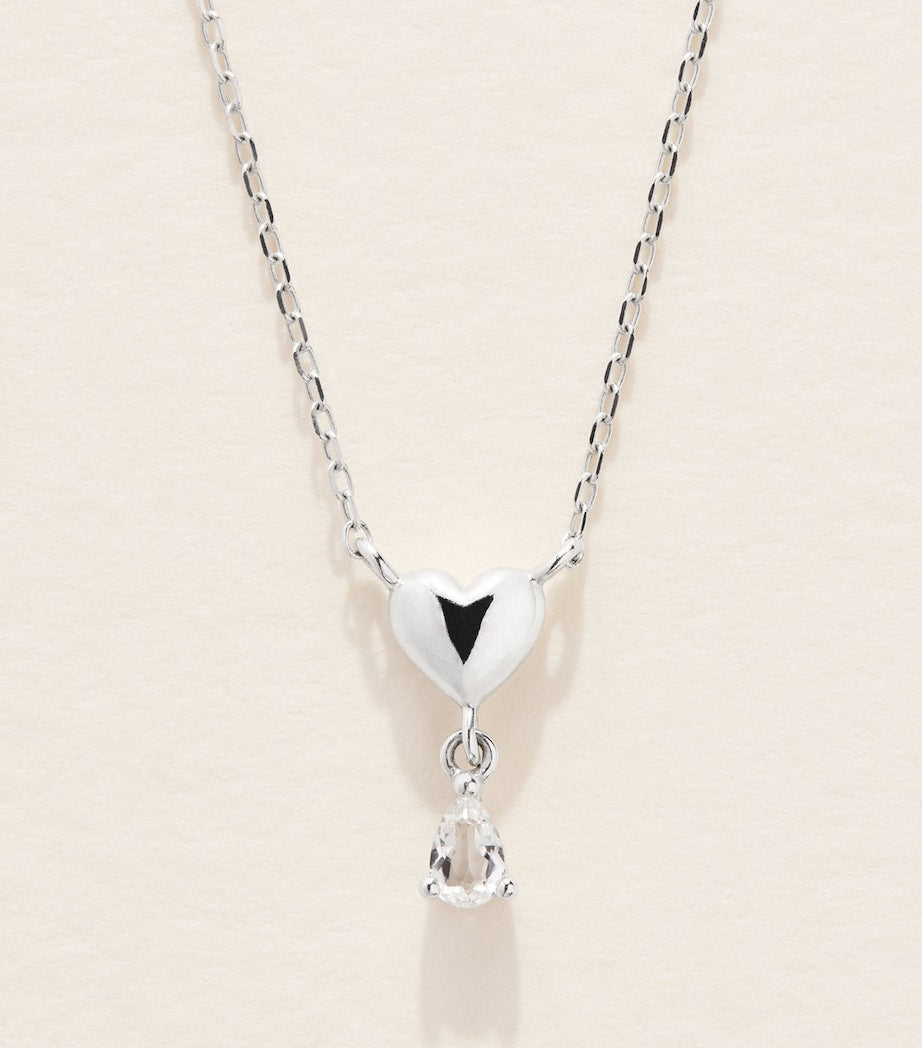 Astrid & Miyu white gold topaz heart necklace, UK version