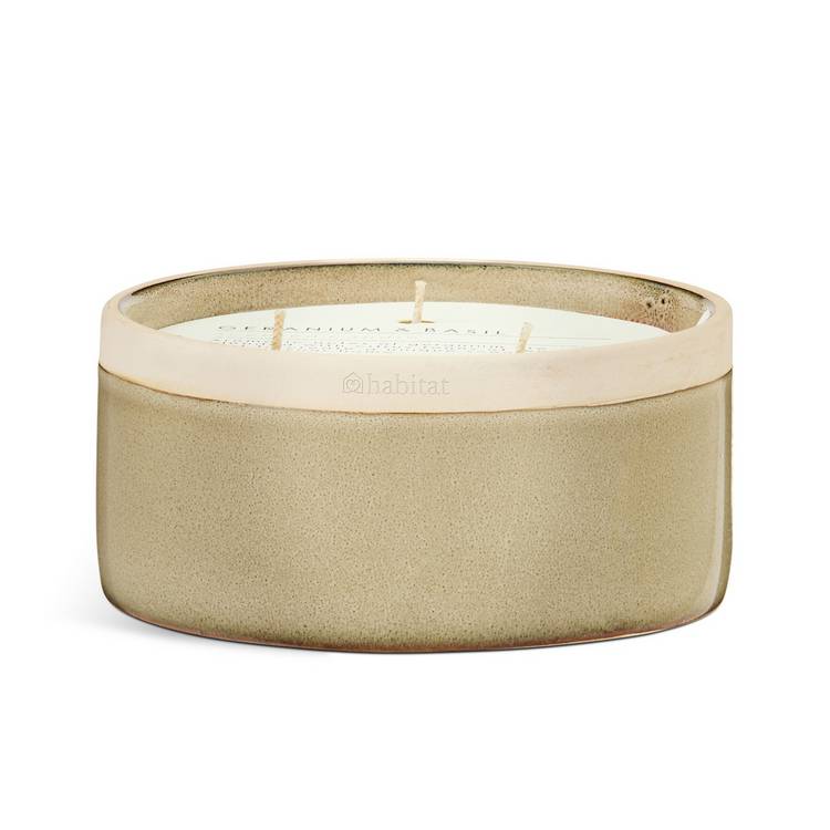 Habitat triple wick candle Geranium and Basil ceramic pot, UK version