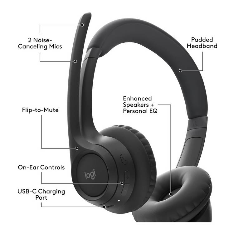 Logitech Zone 300 wireless PC headset black, imported from the UK
