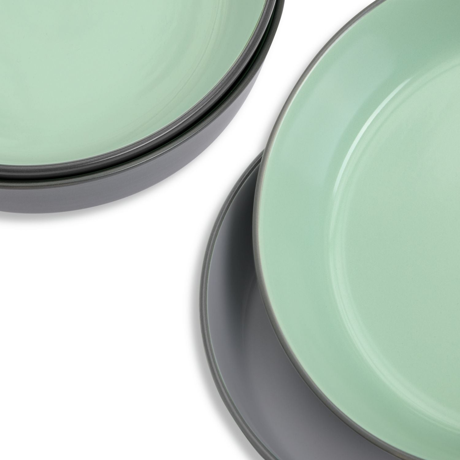 Habitat two tone stoneware pasta bowls grey mint 4 piece (British brand)