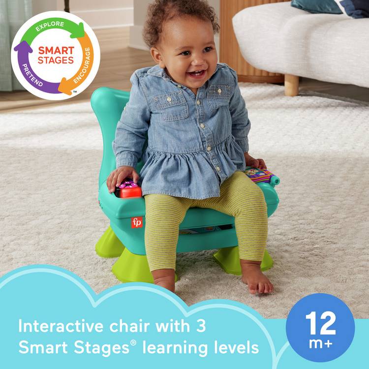 Fisher Price Smart Stages Chair teal electronic learning toy, UK version