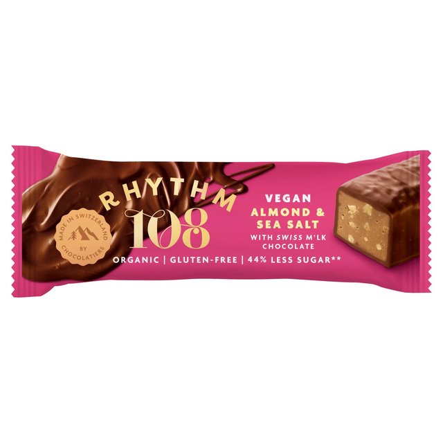 Rhythm 108 Swiss Vegan Almond & Sea Salt Bar with M'lk Chocolate   33g