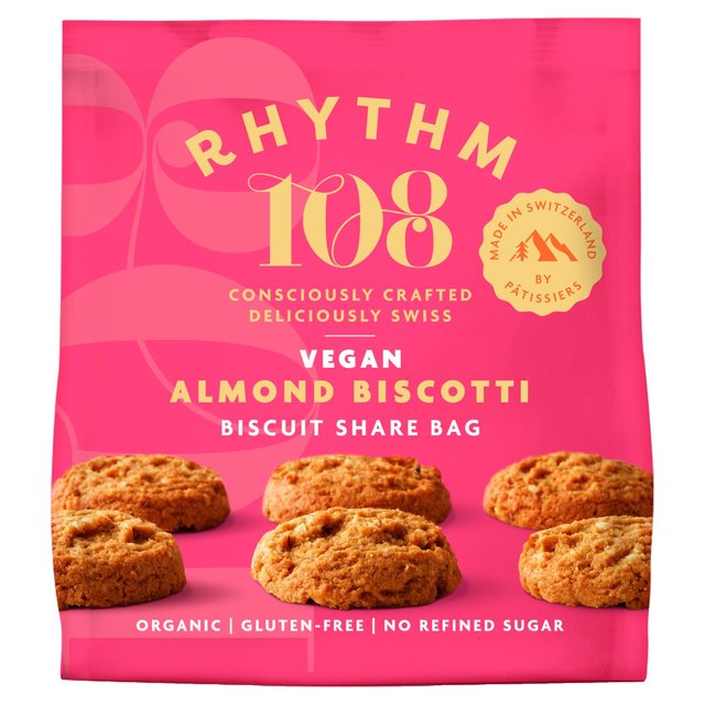 Rhythm 108 Swiss Vegan Almond Biscotti Biscuit Share Bag 135g   135g