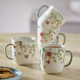 Argos Home floral mugs set of 4 cream stoneware (British brand)