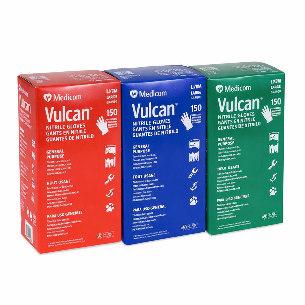 Medicom Vulcan Power-Free Nitrile Disposable Gloves, Indigo Blue, 150 Pack - Extra Large