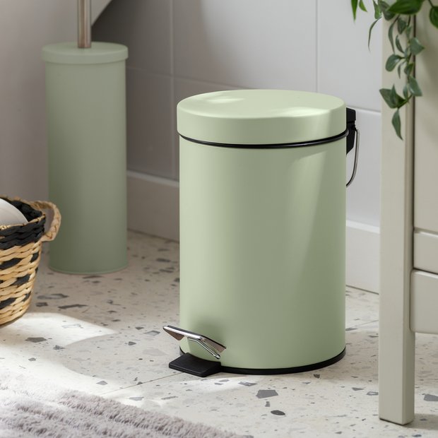 Home bathroom pedal bin sage green 3L (British brand)