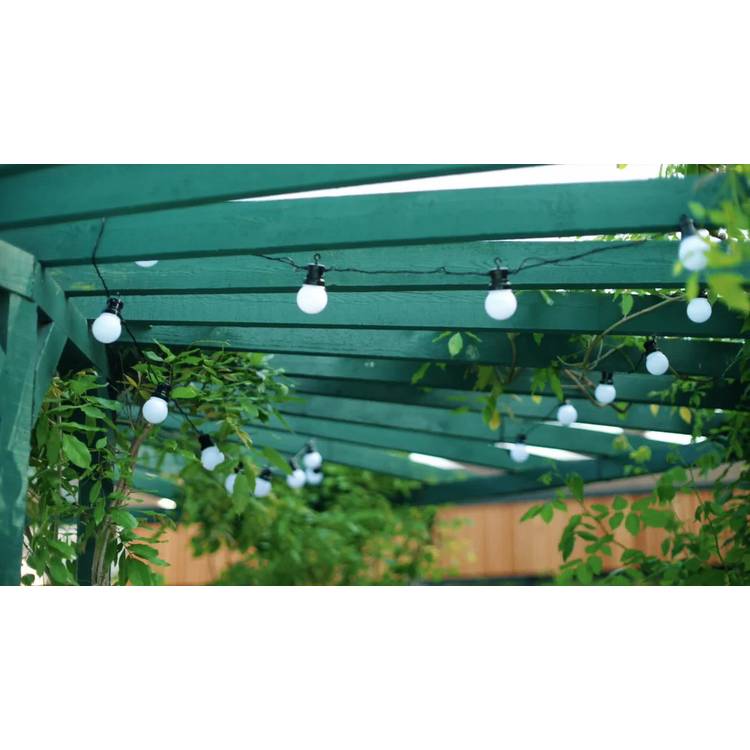 Smart Garden vintage outdoor festoon string lights white 10-bulb UK version