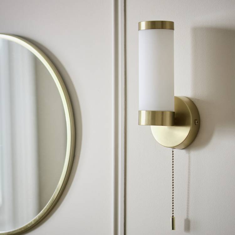 Argos Home Aspley opal glass wall light brass finish - British product