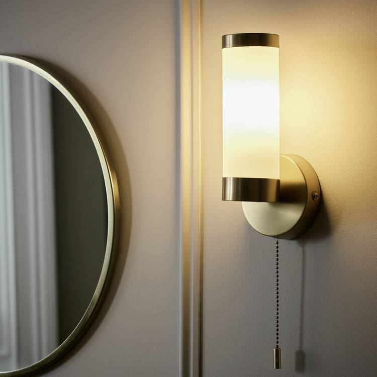 Argos Home Aspley opal glass wall light brass finish - British product