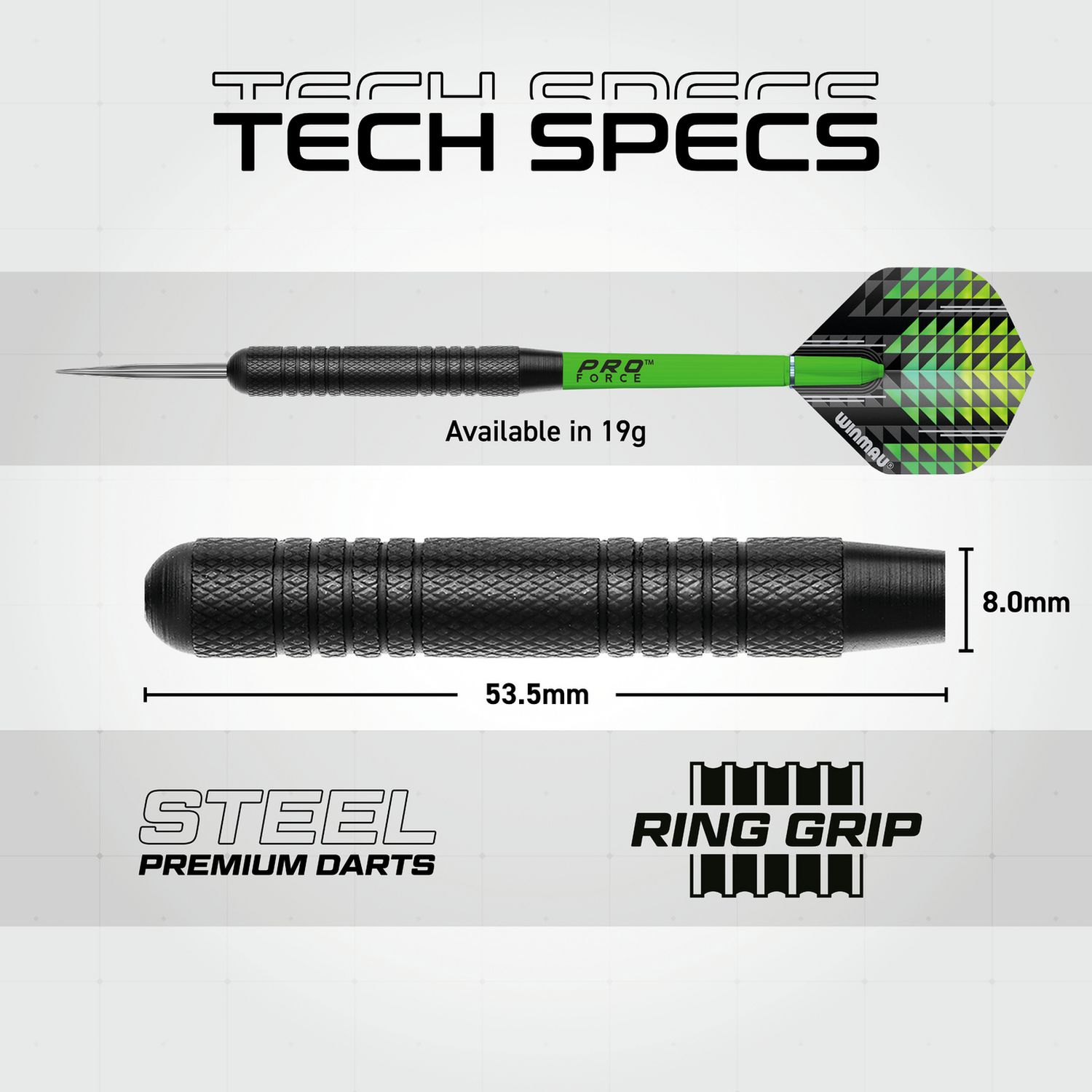 Winmau Cadet 19g steel darts set with flights - British product