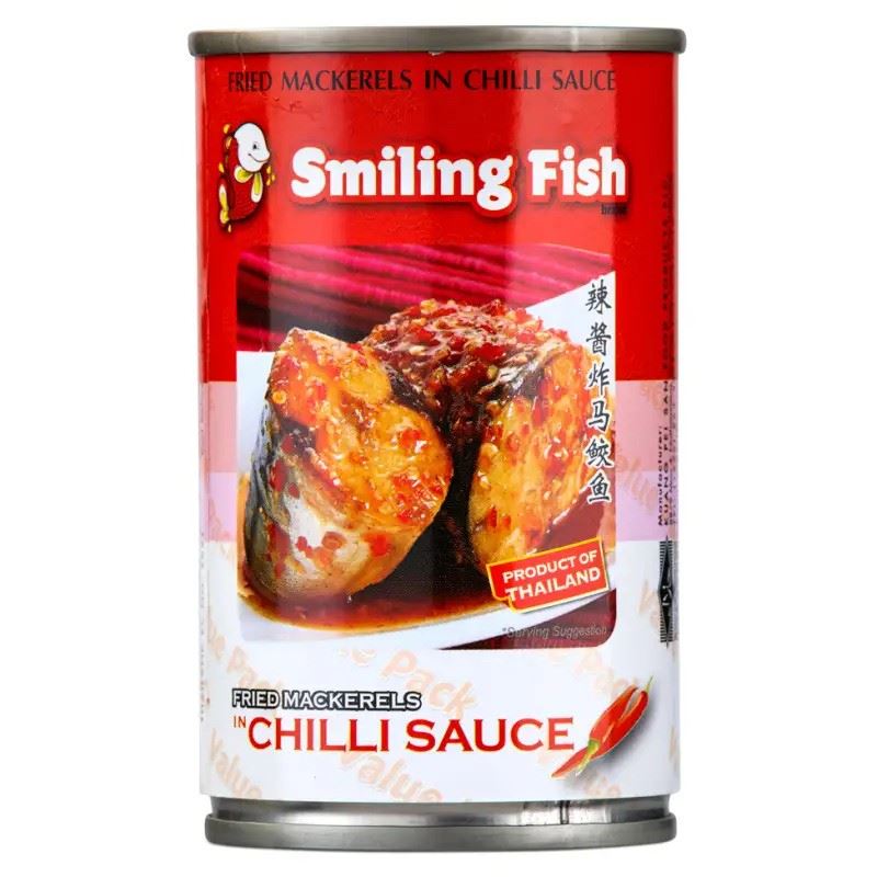 Smiling Fish fried mackerel in chilli sauce (British brand)