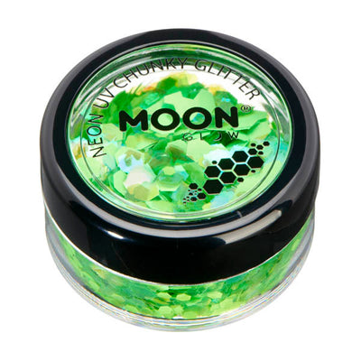 Superdrug Moon Glow Neon UV Chunky Glitter Grønn Kroppsmakeup - Kjøp online hos McGrocer