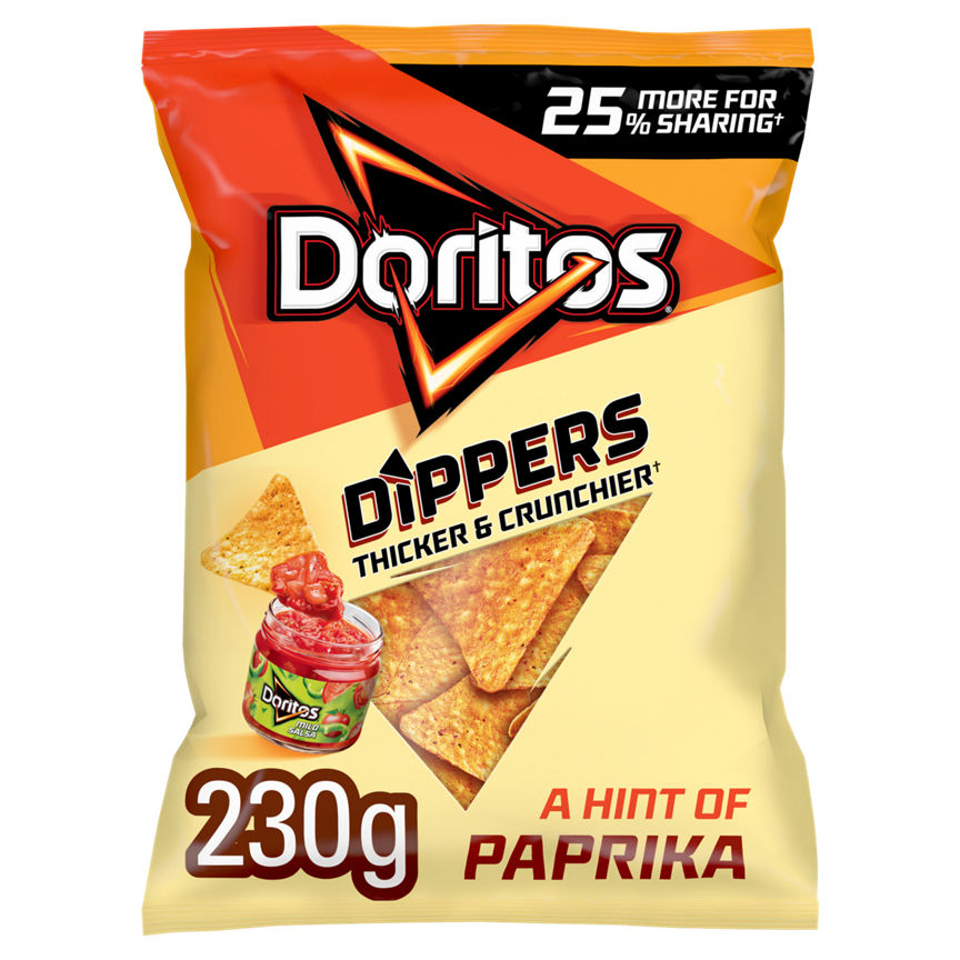 Doritos Dippers Hint of Paprika Sharing Tortilla Chips Crisps 230g GOODS ASDA   