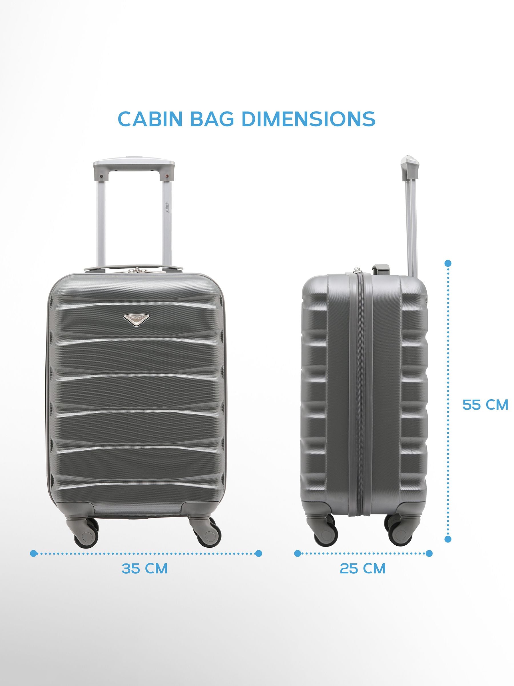 Flight Knight charcoal cabin suitcase 55x35x25cm, UK version