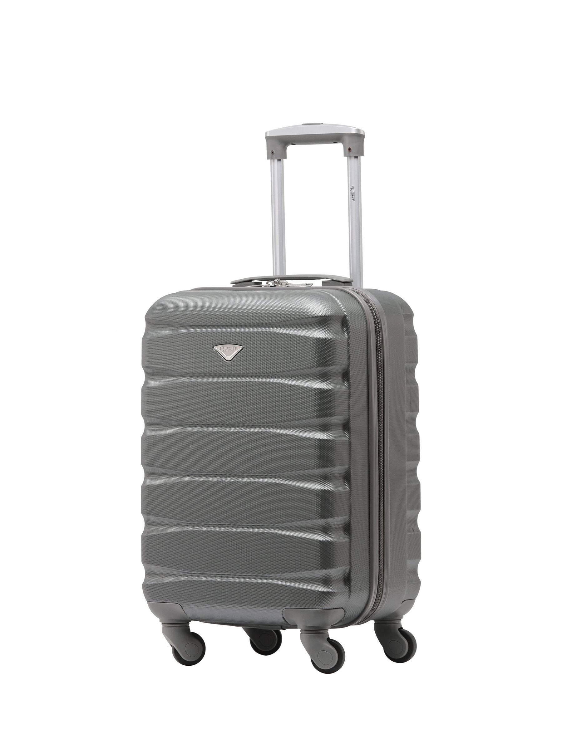 Flight Knight Charcoal Flight Knight 55x35x25cm 4 Wheel ABS Hard Case Cabin Carry On Hand Black Luggage