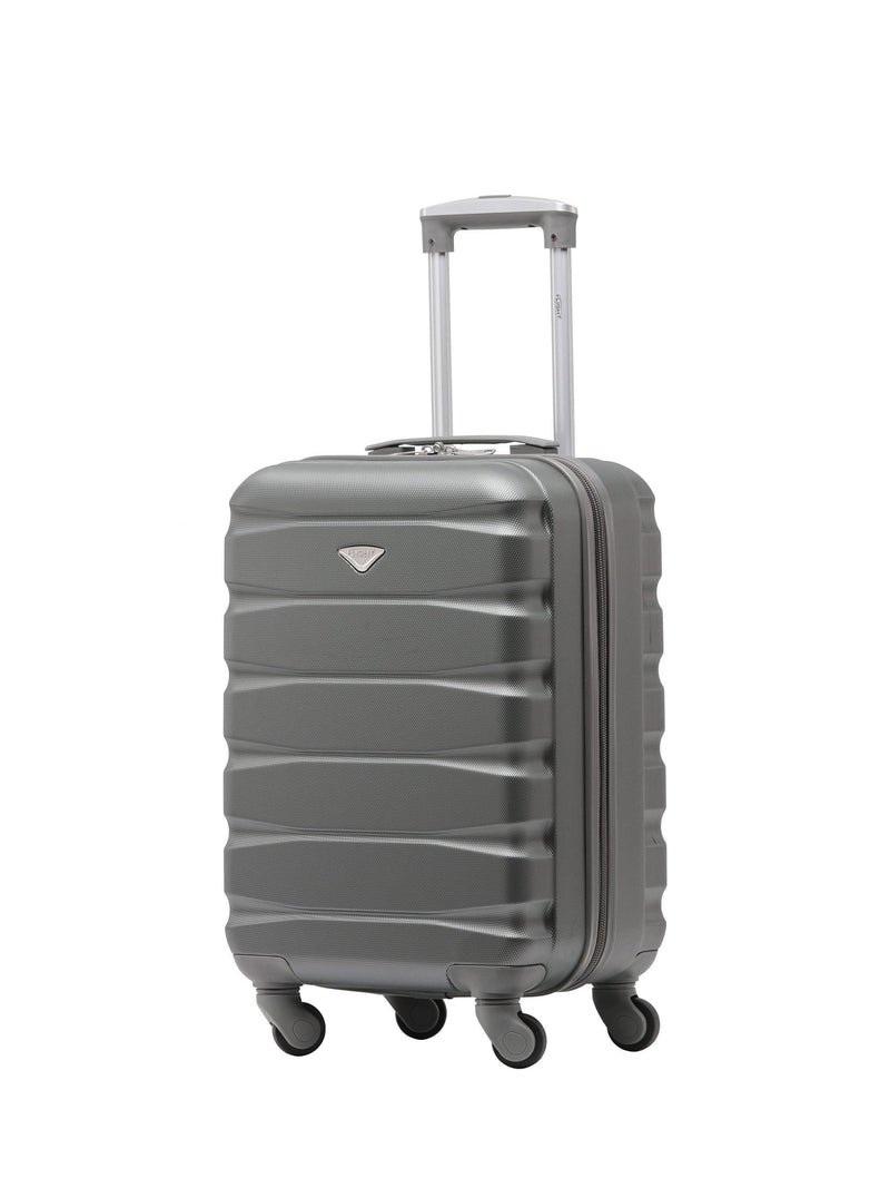 Flight Knight Charcoal Flight Knight 55x35x25cm 4 Wheel ABS Hard Case Cabin Carry On Hand Black Luggage