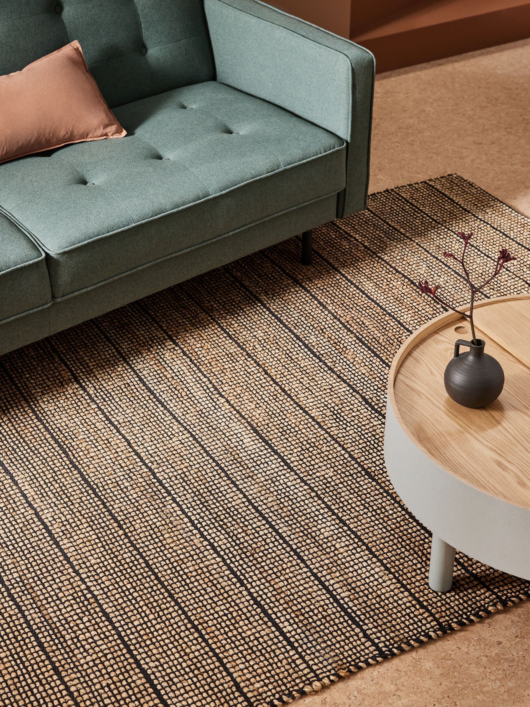 MADE.COM Black Hurley woven jute rug (British brand)