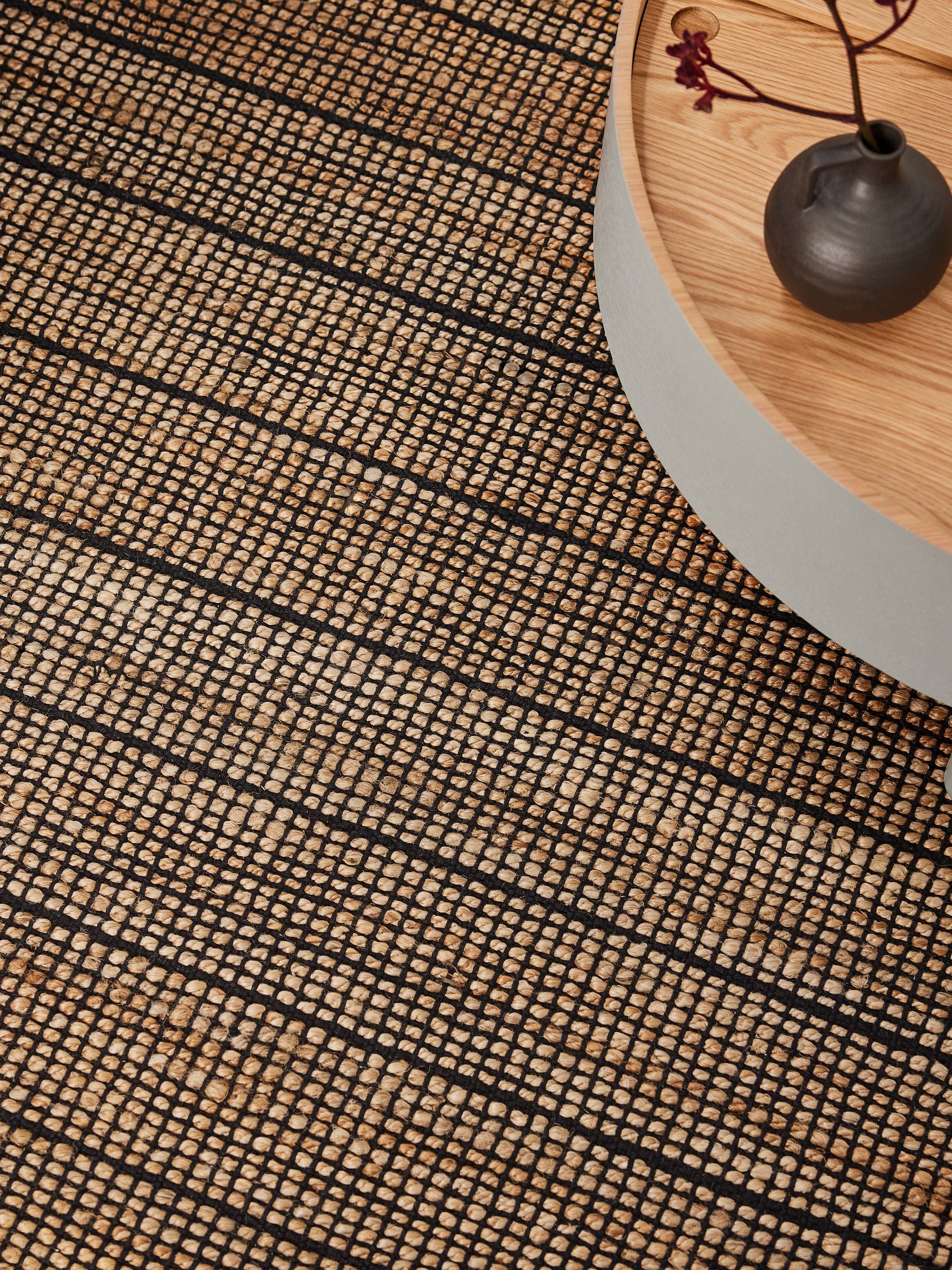 MADE.COM Black Hurley woven jute rug (British brand)