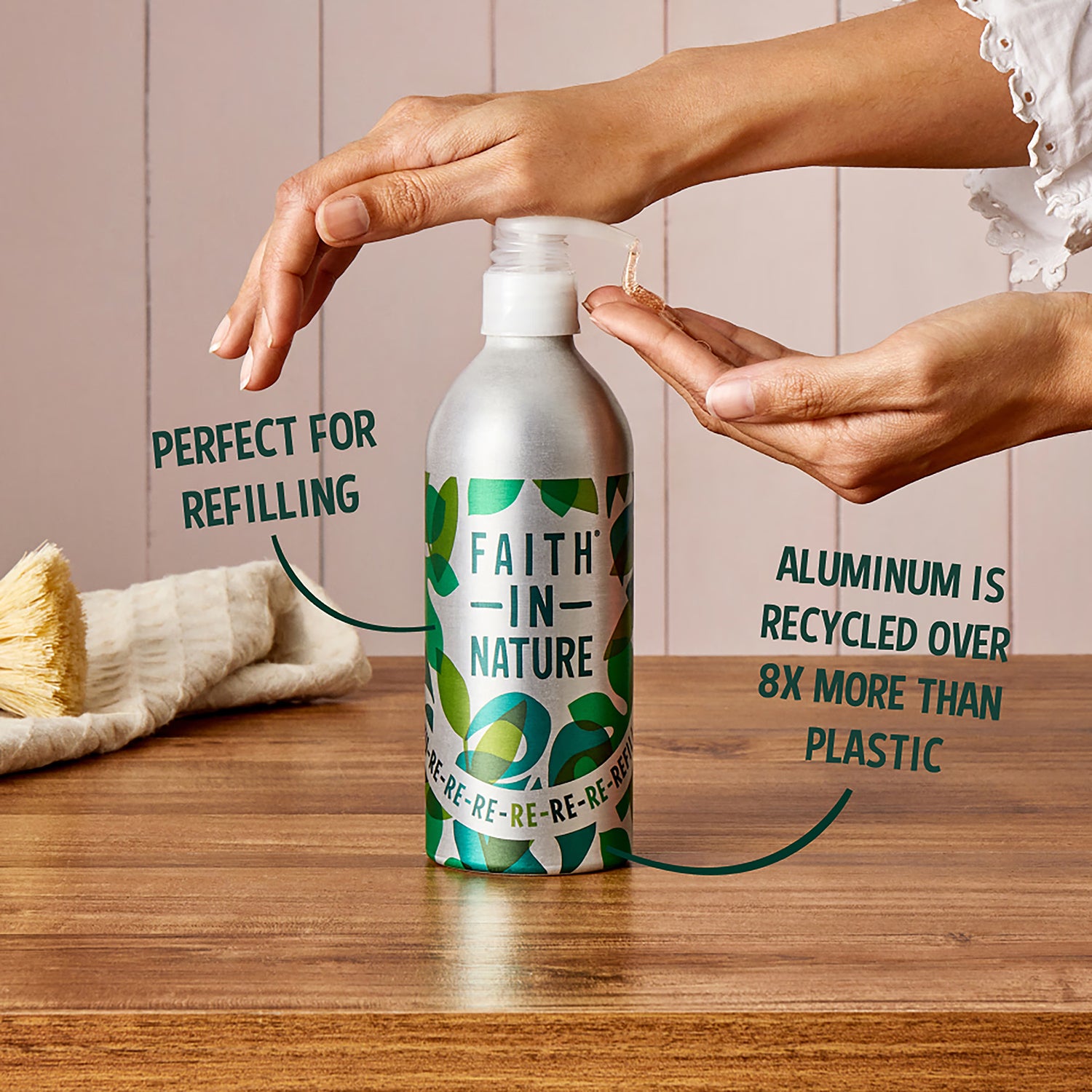 Aluminium Refillable Bottle with Pump 450ml