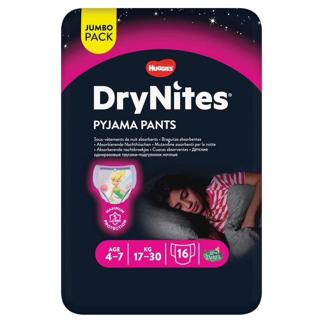 DryNites 4-7 yrs Girls Pyjama Pants Jumbo Pack   16 per pack GOODS M&S   