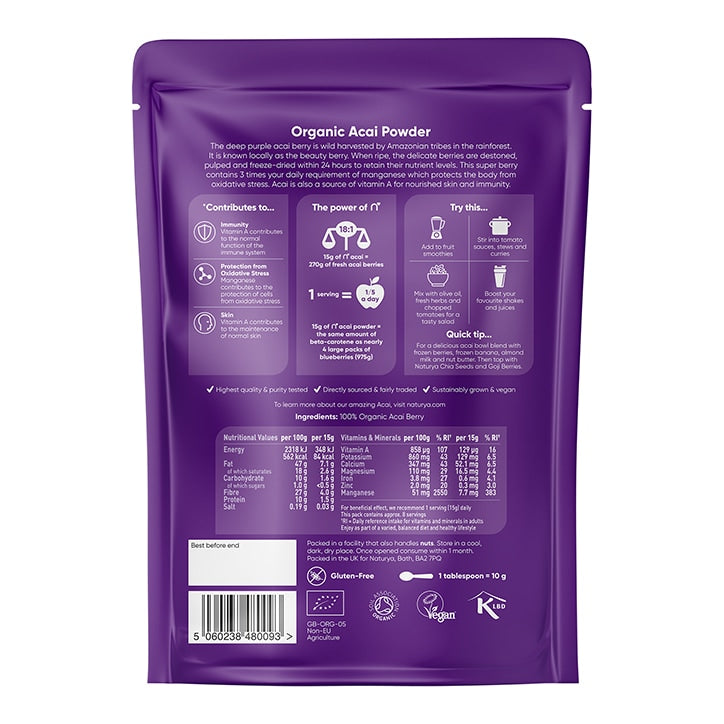 Naturya Organic Acai Powder 125g Superfood Powders Holland&Barrett   