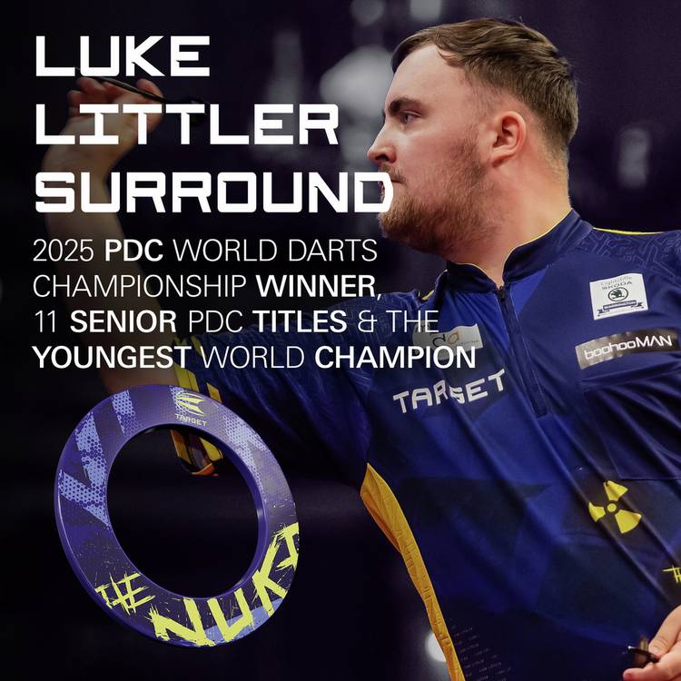 Target Luke Littler dartboard surround purple yellow, UK version