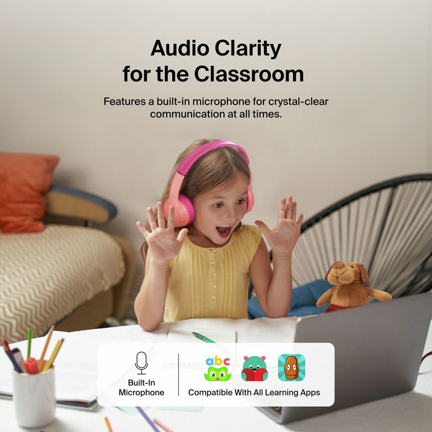 Belkin kids wireless headphones pink - British product