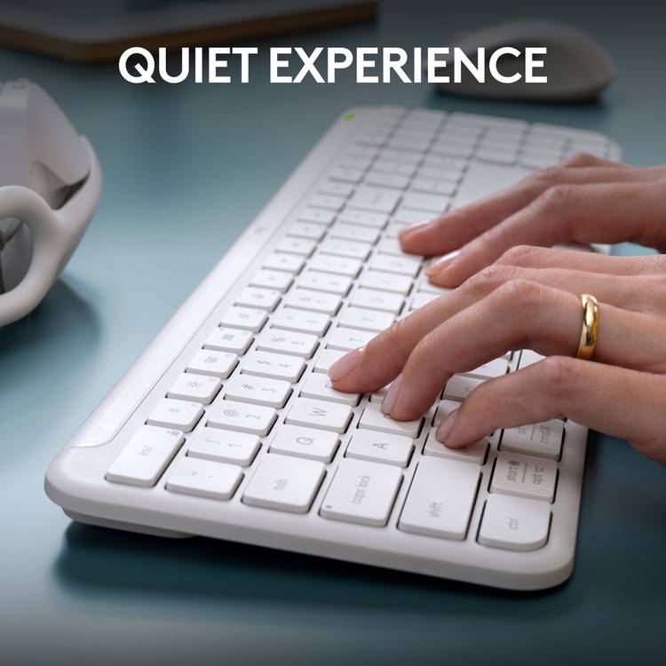 Logitech MK950 Signature Slim keyboard and mouse off white (British brand)