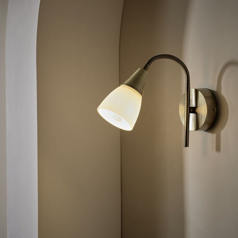 Argos Home Curico glass wall light brass and white, UK version