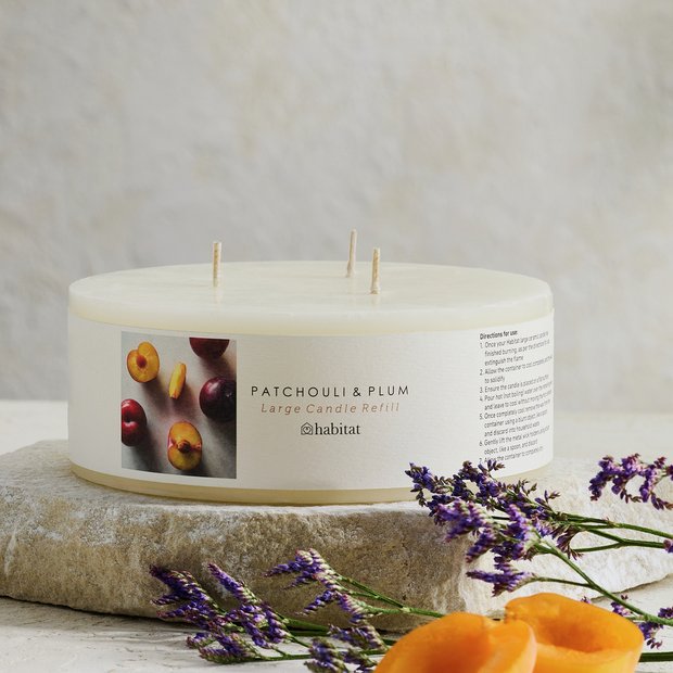 Habitat wax candle refill Patchouli & Plum, imported from the UK