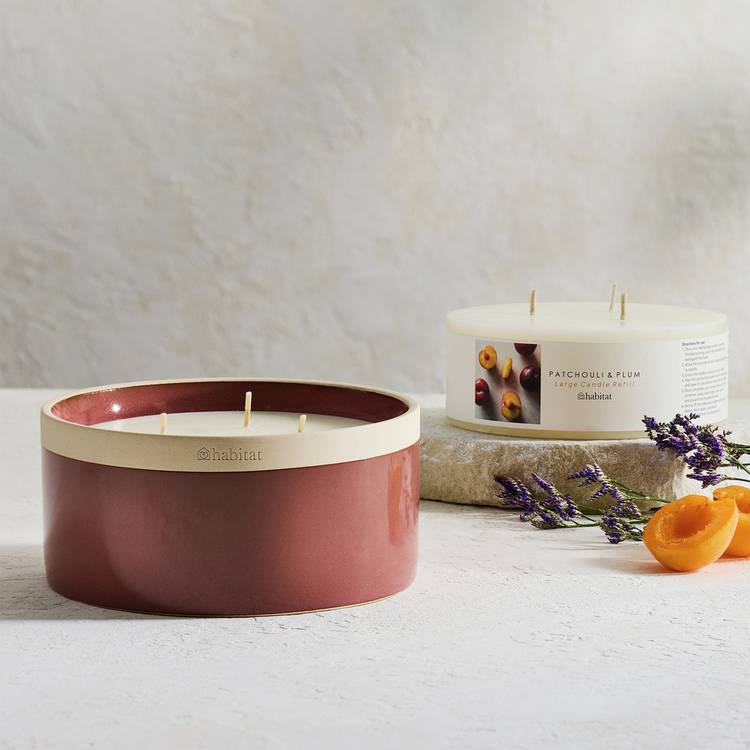 Habitat wax candle refill Patchouli & Plum, imported from the UK