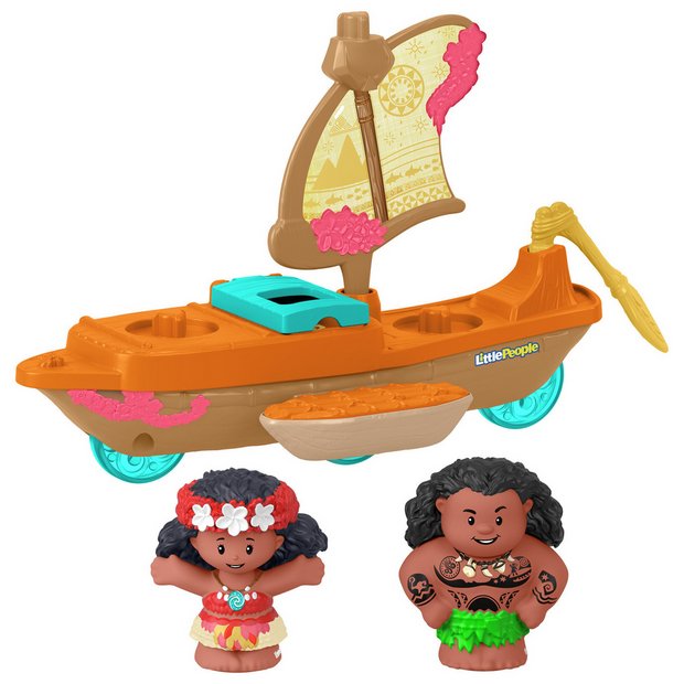 Fisher-Price Moana and Maui canoe toy boat set, imported from the UK