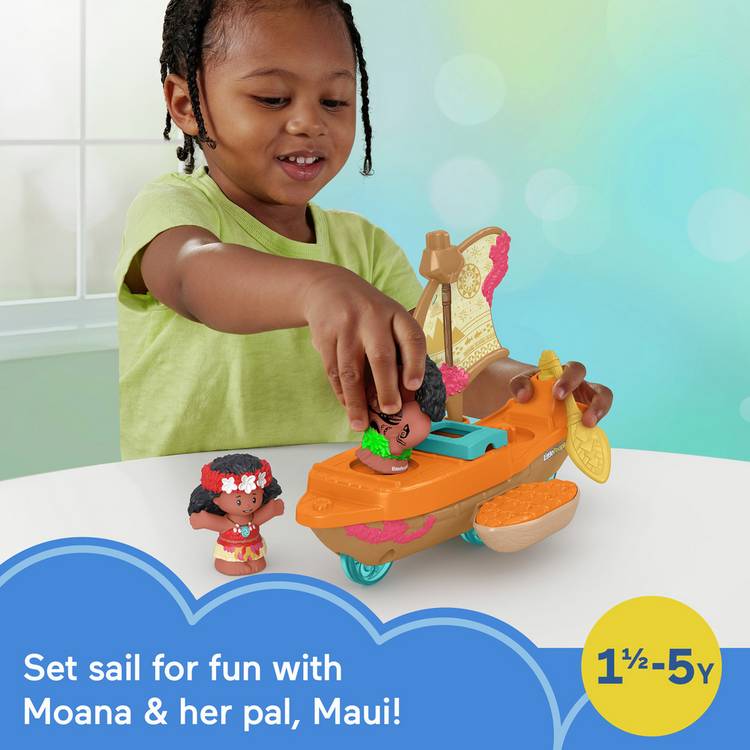 Fisher-Price Moana and Maui canoe toy boat set, imported from the UK