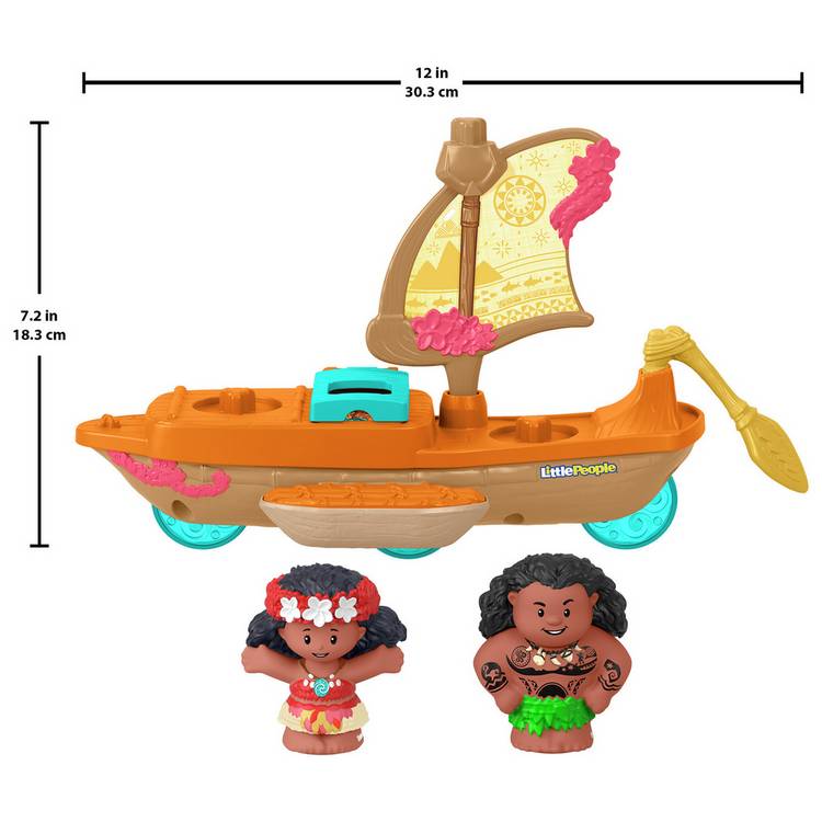 Fisher-Price Moana and Maui canoe toy boat set, imported from the UK