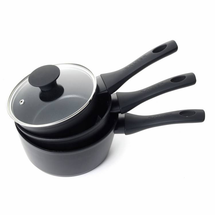 Salter 3-piece saucepan set with thermo collar, UK version