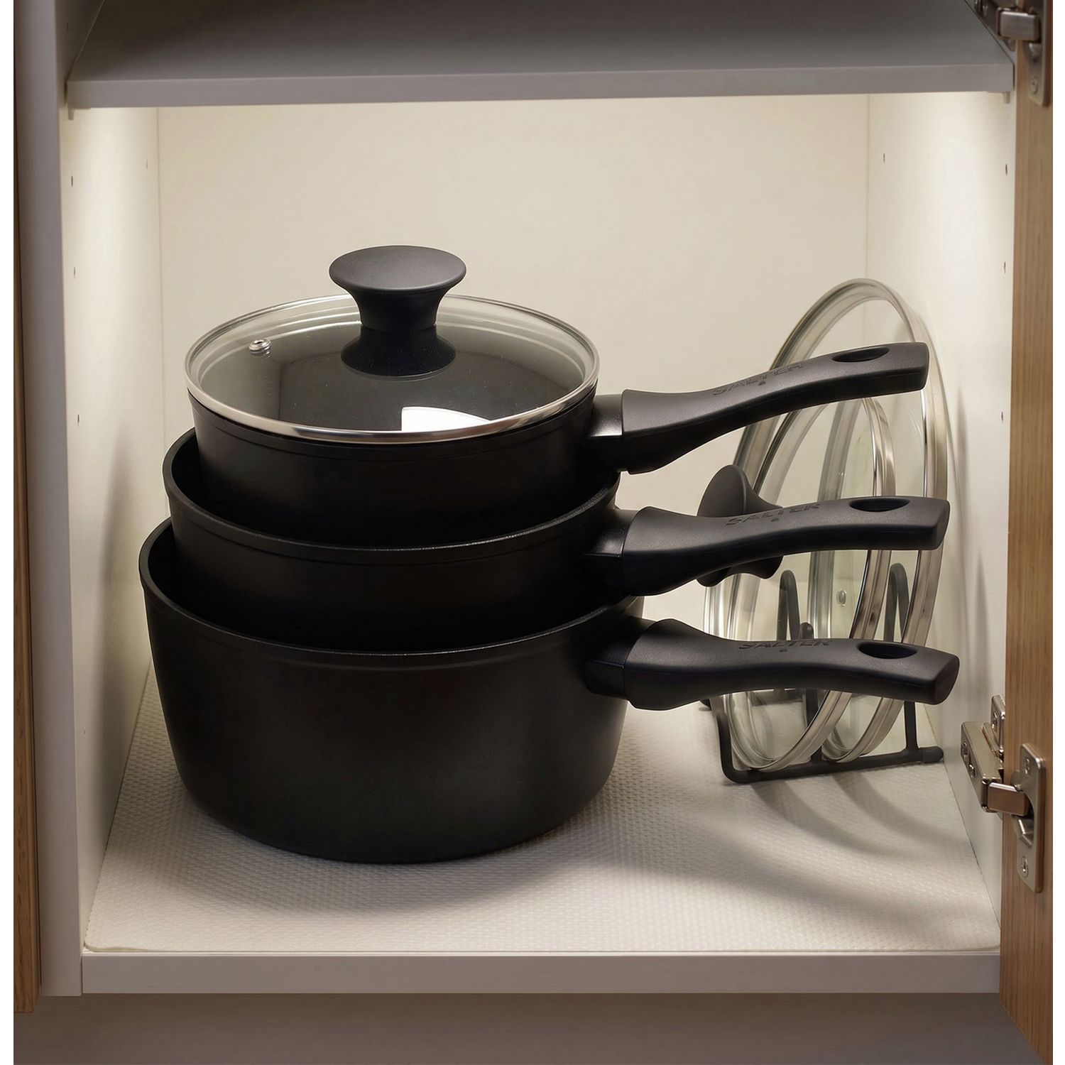 Salter 3-piece saucepan set with thermo collar, UK version