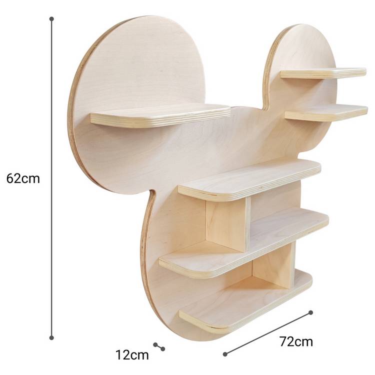 Disney Mickey Mouse wall mounted bookcase light wood - British product