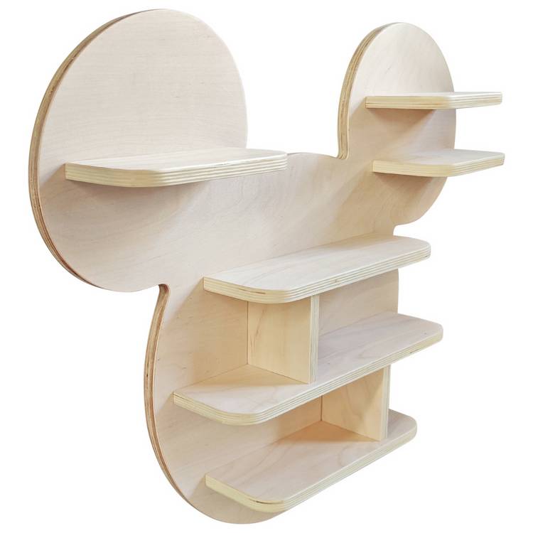 Disney Mickey Mouse wall mounted bookcase light wood - British product