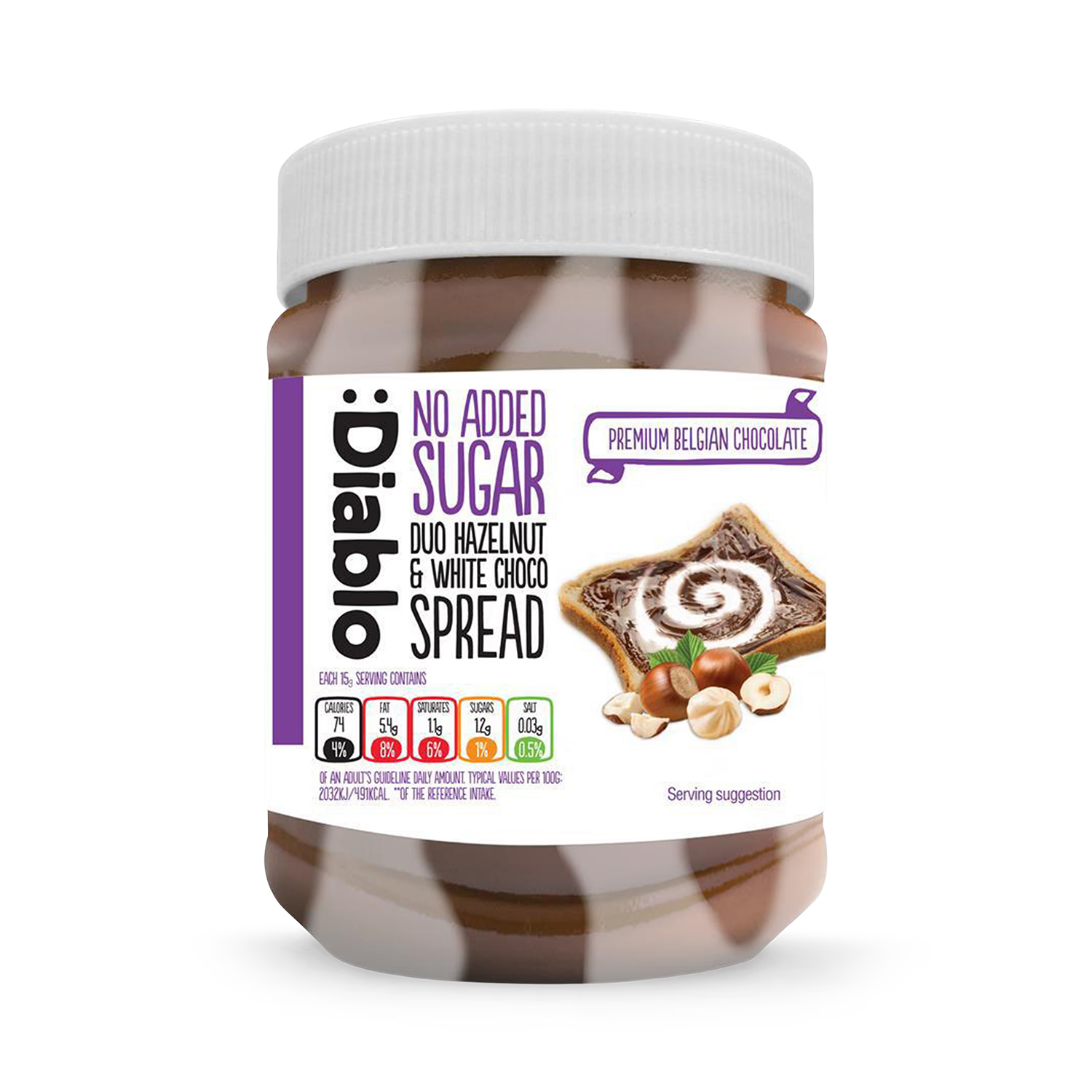 Diablo hazelnut and white chocolate duo spread 350g, UK version