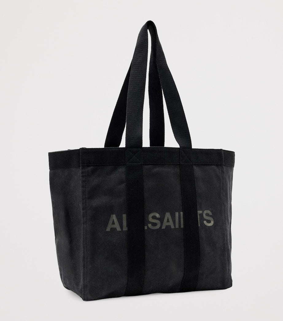 AllSaints Layo tote bag organic cotton canvas, imported from the UK
