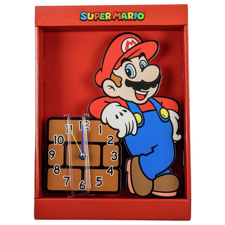 Super Mario Kids Wall Clock multicoloured 21cm, imported from the UK