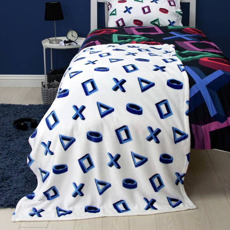 Sony PlayStation fleece throw blue and white 150x100cm, UK version