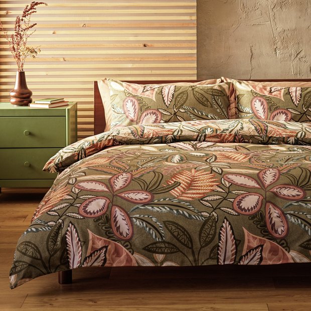 Habitat cotton painterly leaf bedding set single (British brand)