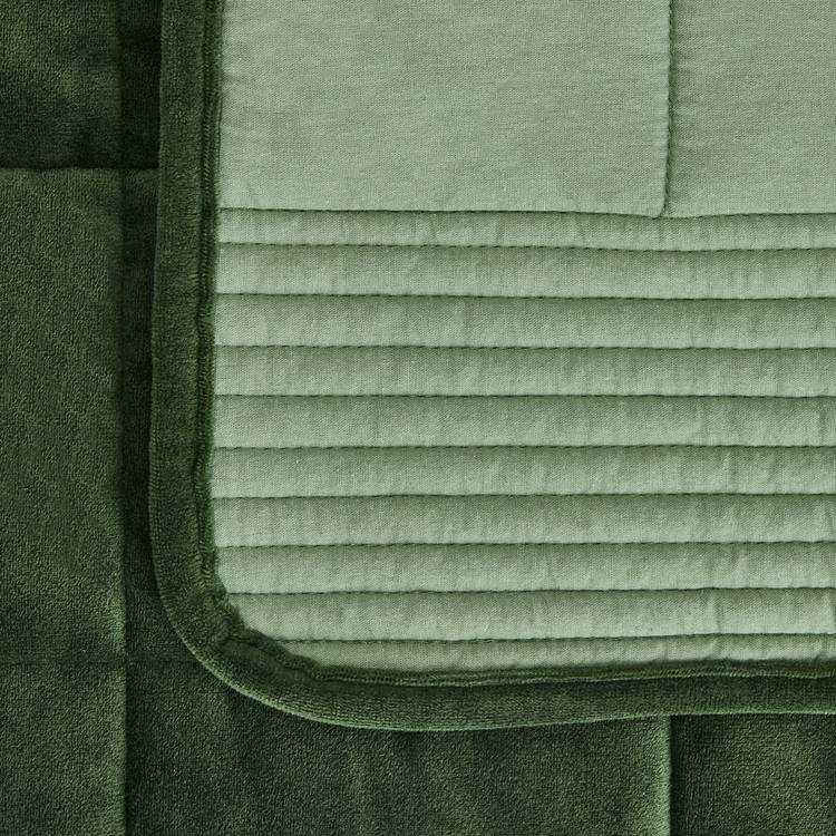 Habitat velvet quilted bedspread green king (British brand)