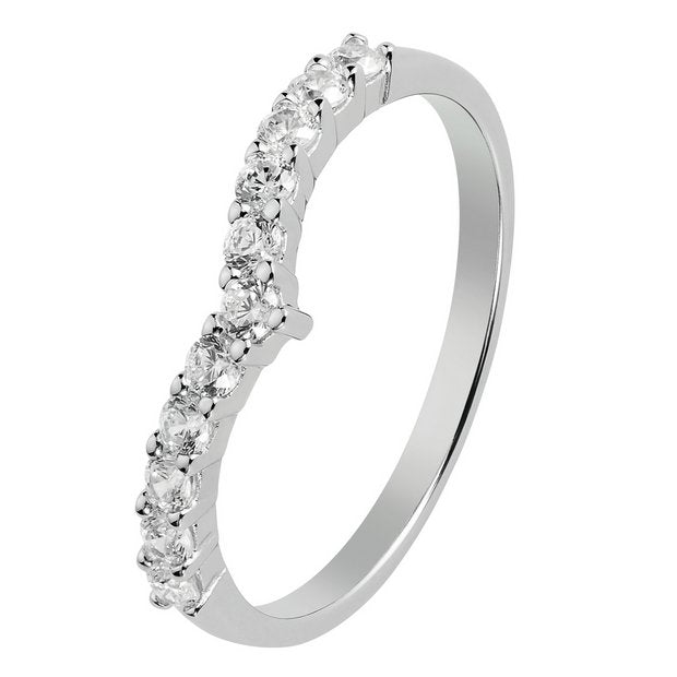 Revere sterling silver wishbone ring cubic zirconia (British brand)